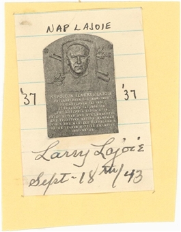1943 Nap Lajoie Signed & Inscribed Cut Signed As Larry Lajoie (JSA)